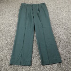 VTG Higgins Pants Mens 37X30 Green Slacks Chino Dress Trousers Pleated USA Retro